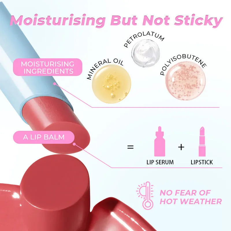 Waterproof moisturising lipstick makeup in six shade options.