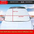 Winter car windshield cover for SUVs with aluminium foil construction and five magnets