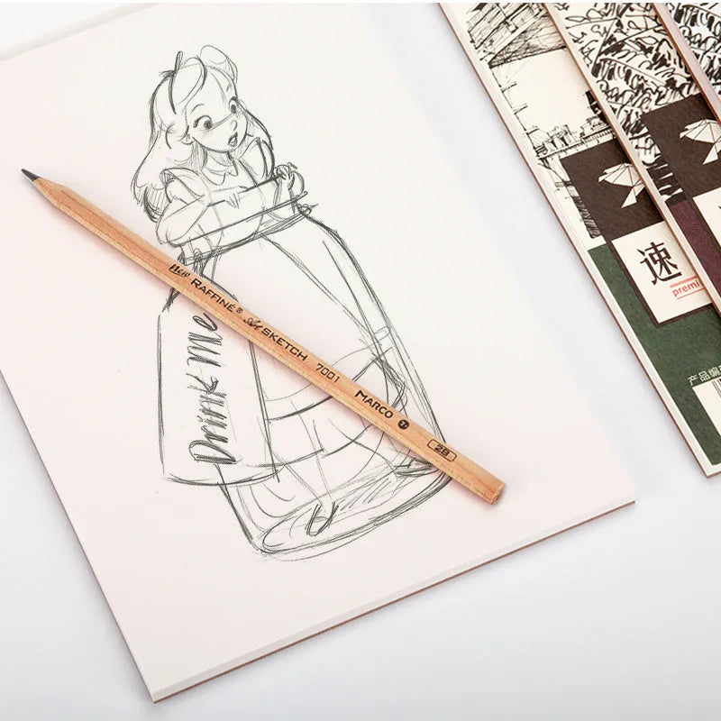 A4 sketchbook with coil binding showing vertical page turning capability alongside A3 glue-bound sketch pack