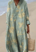 Japanese Korean style floral printed shirt dress with 3D sleeve pattern effect and wide waist princess cut