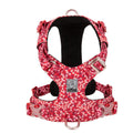 Pure cotton pet chest strap in floral red pattern with anti-pull design for small dogs