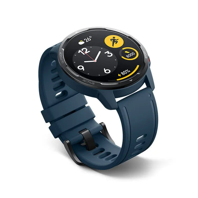 Dual band GPS smart watch with call function on silicone strap in black, white, or blue colours