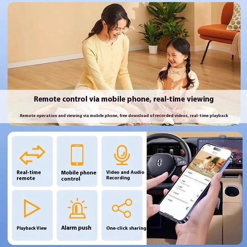 Wireless battery-powered indoor surveillance camera with mobile phone remote access on stand