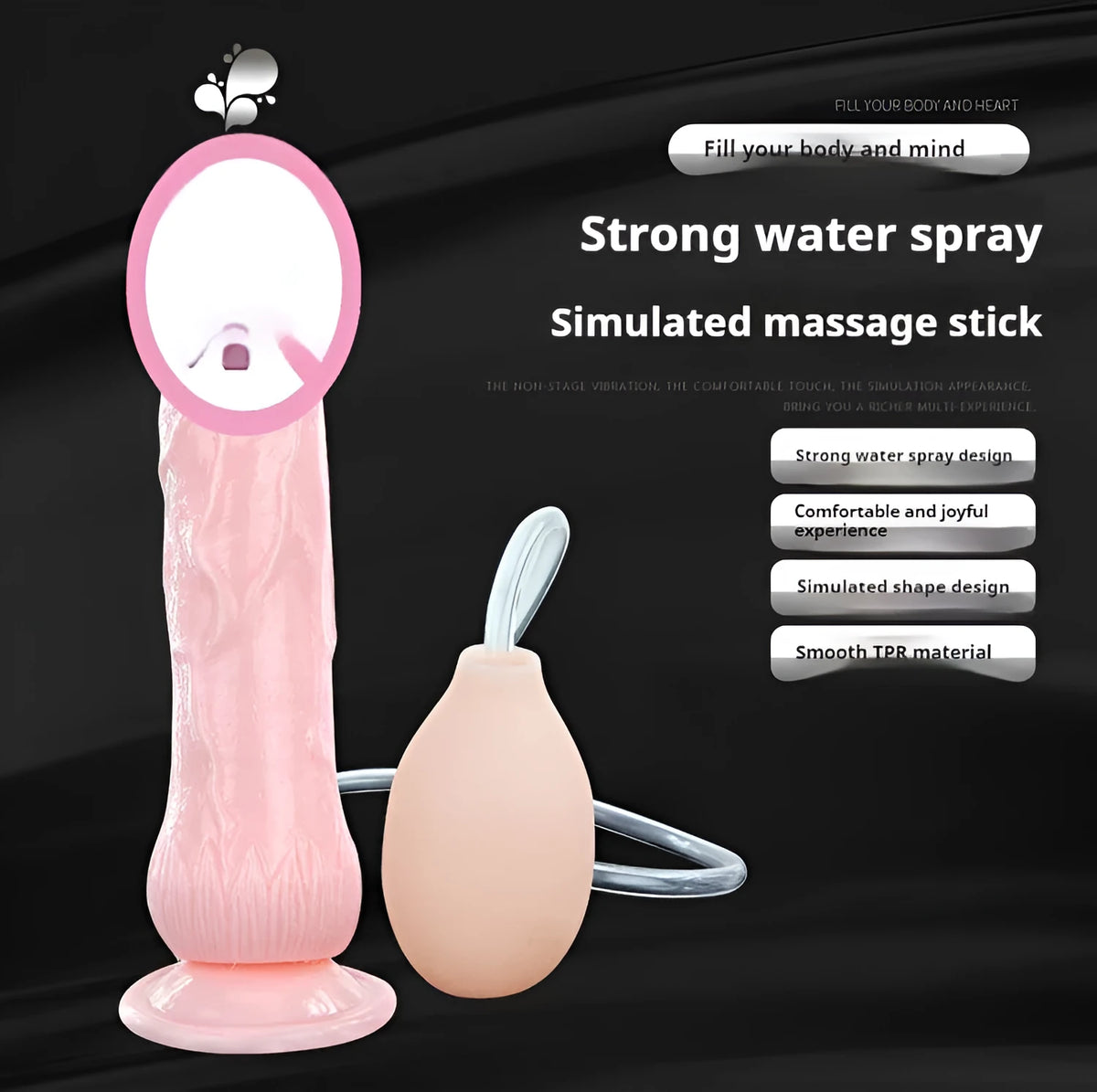 Flesh-coloured suction cup female toy with 200mm length and realistic appearance