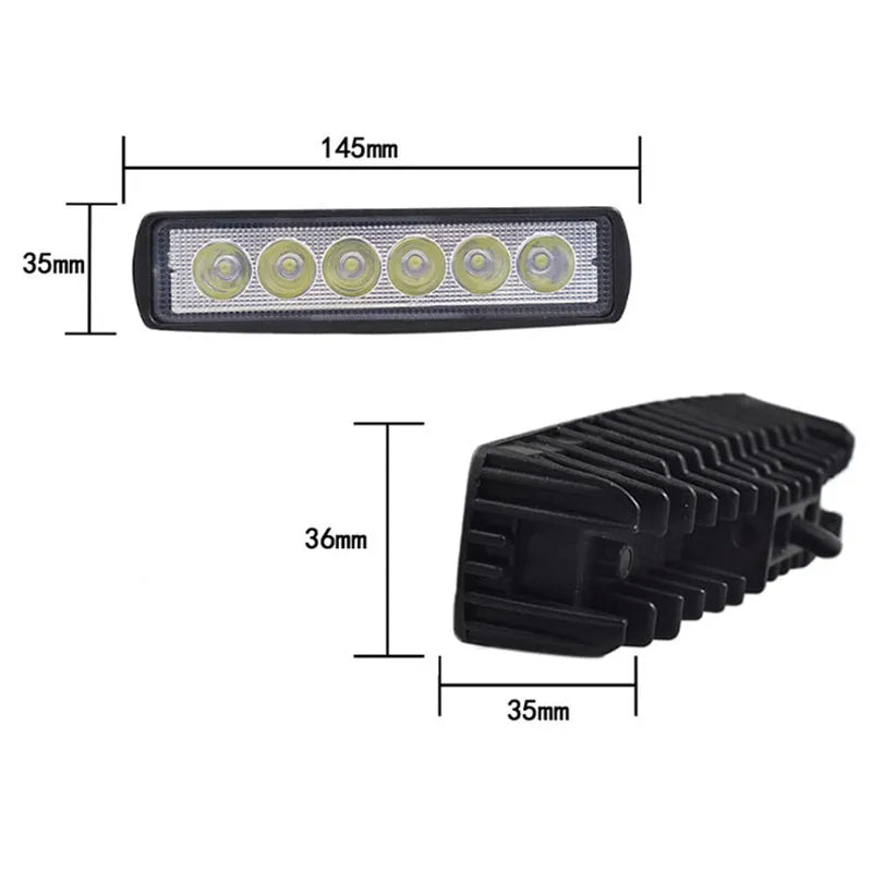 Black automotive auxiliary LED light with die-cast aluminium housing and bracket mounting