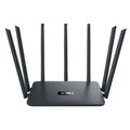 Black and white dual-band 5G gigabit router with multiple antennas for whole-home wall-through wifi coverage