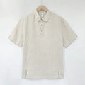 Men's linen summer shirt with thin lapels, short sleeves, and loose fit in multiple colours