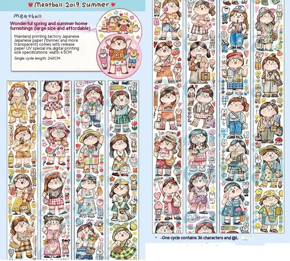 Cartoon character stickers on Japanese paper for haemorrhoid tape packaging decoration