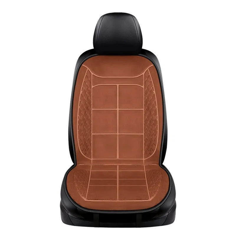 Beige coloured electric car seat heating cushion for 12V power outlet