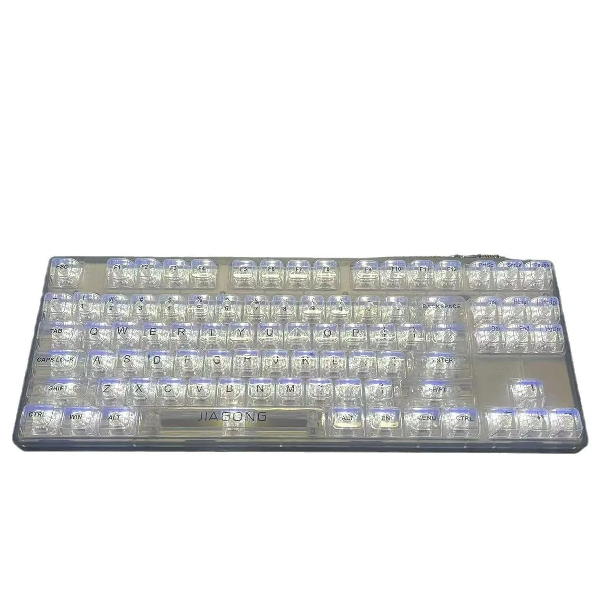 Transparent plastic key cap 132-key set for keyboard replacement with UK ISO layout compatibility