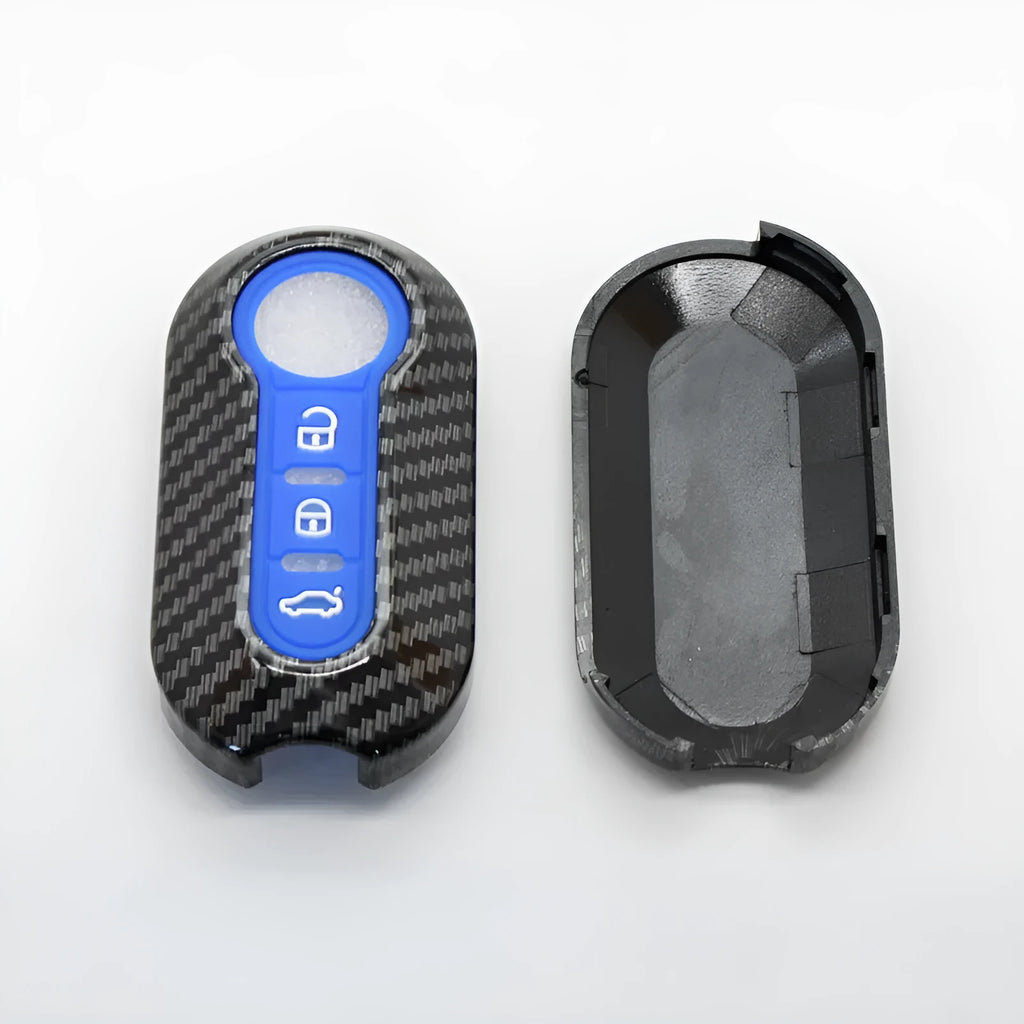 Fiat car remote key shell replacement case in black, dark blue and red colours made from ABS plastic.