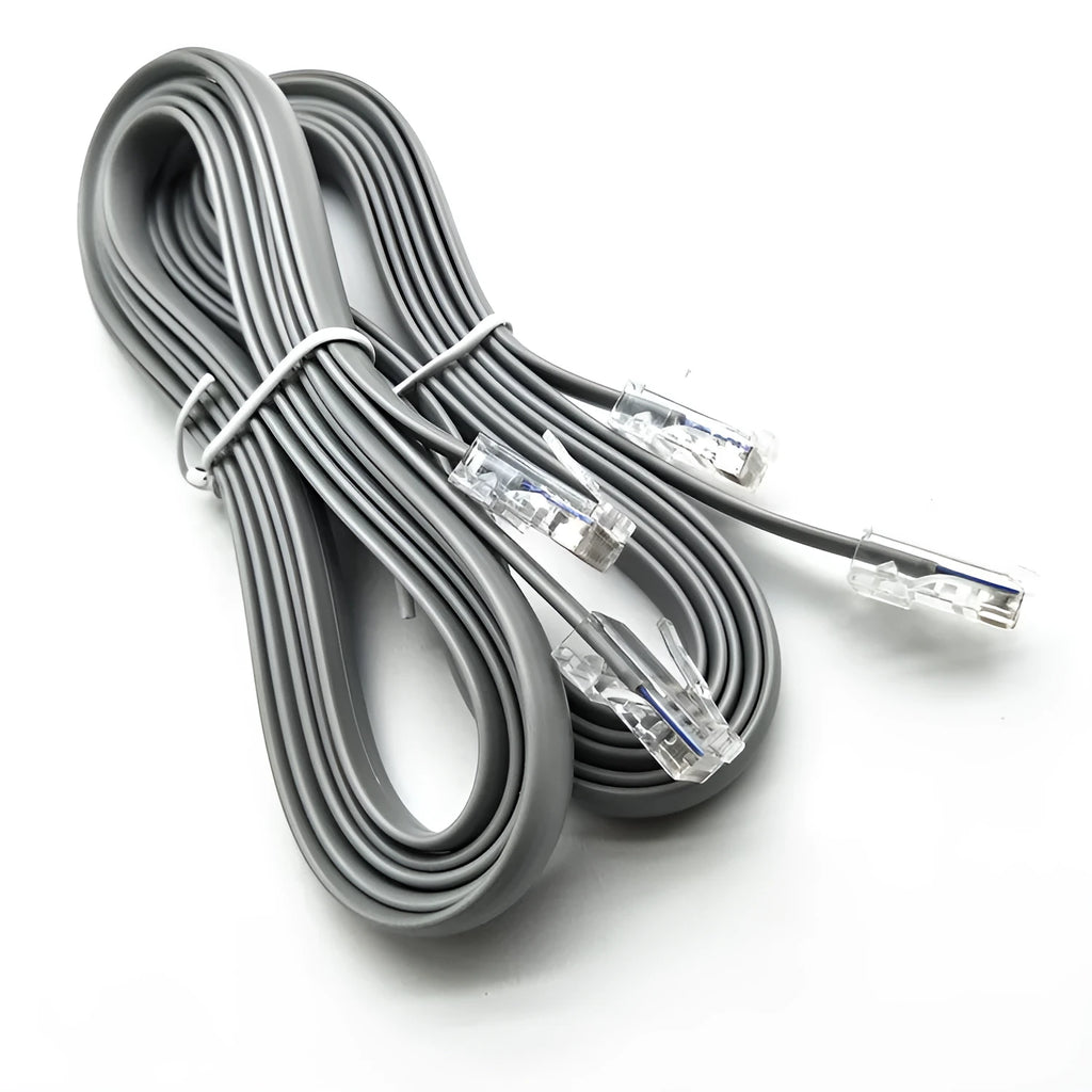 Silver grey CAT6 Ethernet network cable with RJ45 connectors, 2 metres long.