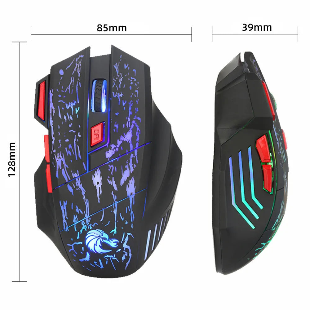 Water crack colourful luminous gaming mouse with USB cable and ergonomic design
