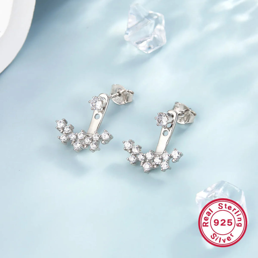 925 silver smile earrings with U-shaped geometric shape and diamond-embedded gang drill detail in four styles