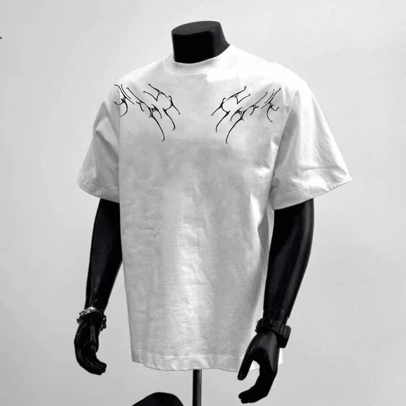 Men's loose pure cotton short sleeve t-shirt in black or white for business commute wear