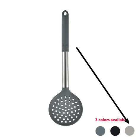 12 piece silicone kitchenware set with rotating storage bucket including ladle spatula and food clip in black