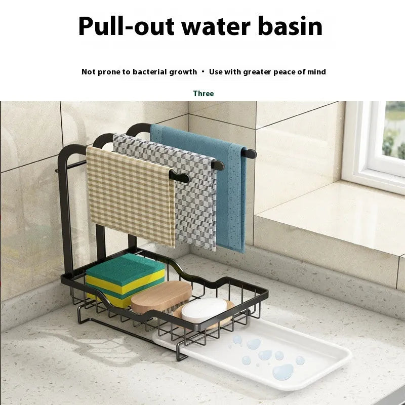 Foldable plastic kitchen draining rack for sponges and cloths with wall mount option