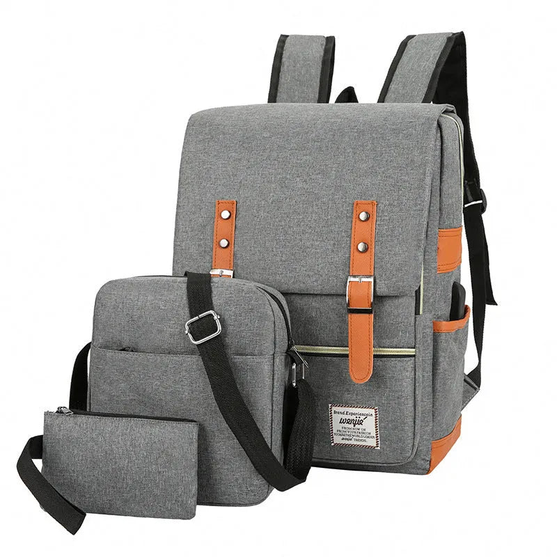 Three-piece waterproof Oxford cloth business backpack with curved shoulder straps in four colour options