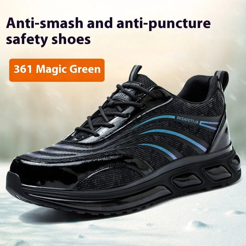 Orange leather labour protection safety shoes with rubber sole and anti-smashing design