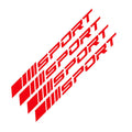 Sport hollow design car rim stickers in black, red and white colours for vehicle customisation