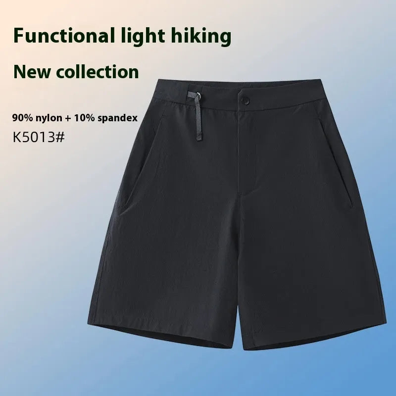 Men's Army Green quick-drying sports shorts with 3D cut and elastic sides for running and climbing.