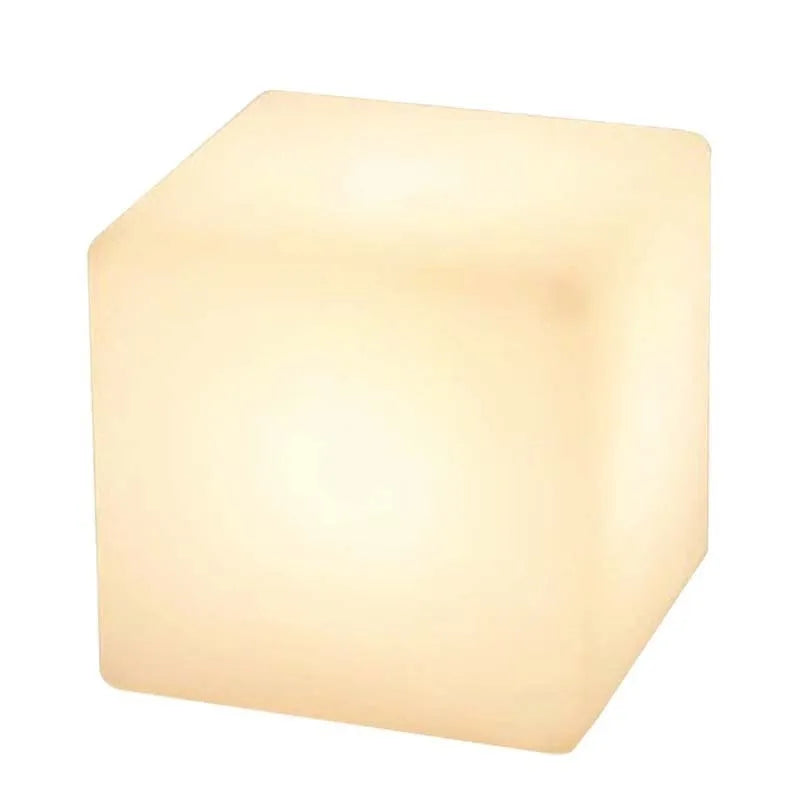 Square LED cube light for outdoor garden or patio use with modern design