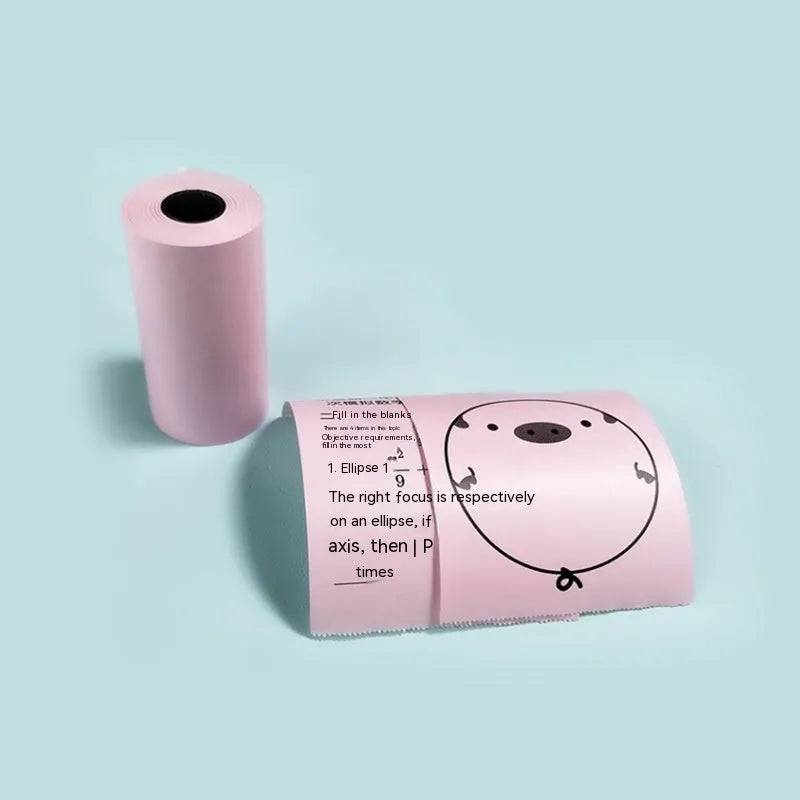 57x30mm thermal printing paper rolls in pink, yellow, and blue colours for student revision printers