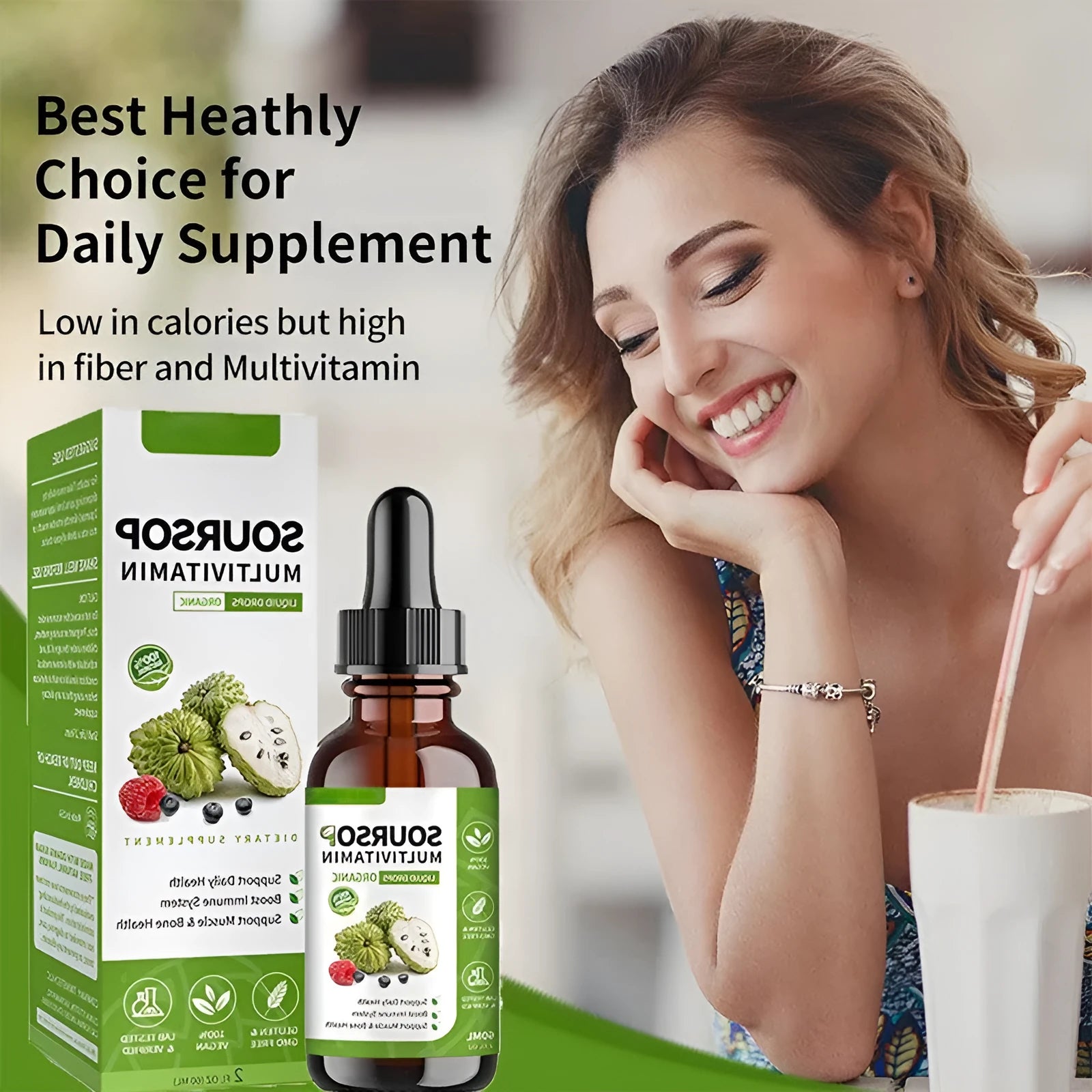 Annona Prickly Fruit flavour care drops in 60ml bottle with dropper for adult supplementation