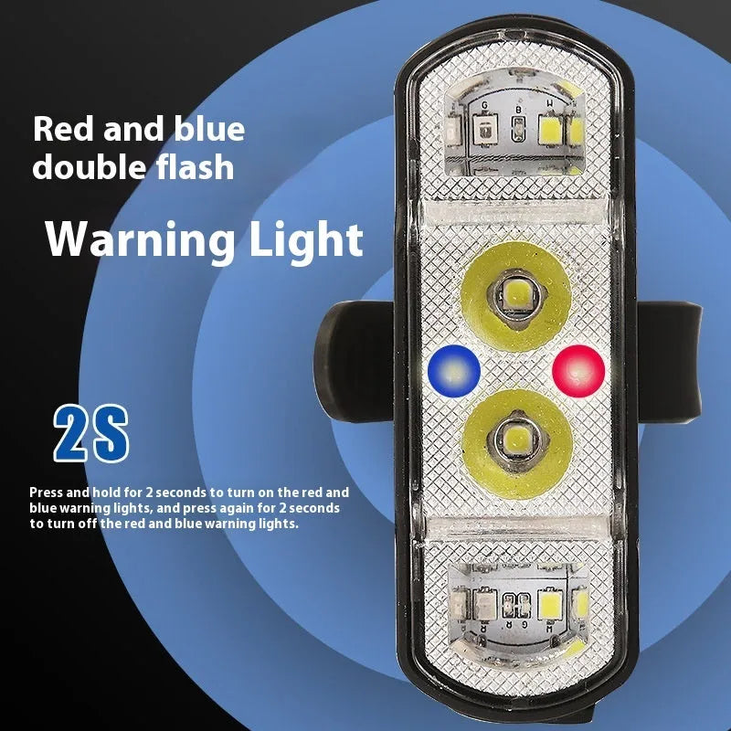 Black bicycle headlight with 350 lumen XPG-LED and rechargeable battery mounted on handlebars