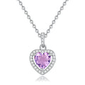 Women's sterling silver heart necklace with natural gemstone in five colour options on cross chain