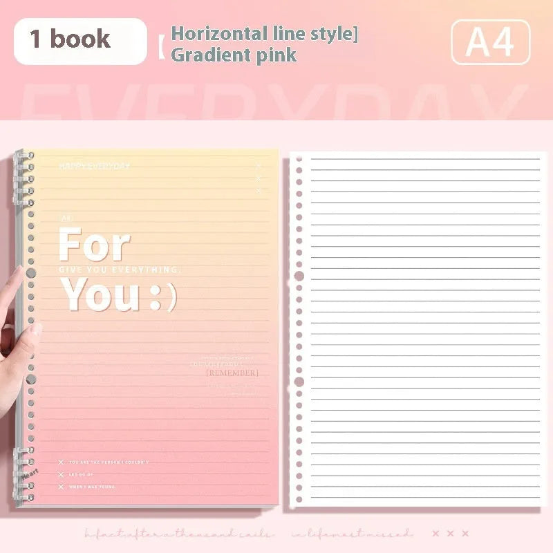 Removable coil gradient notebook in blue colour showing spiral binding and wood-free paper pages