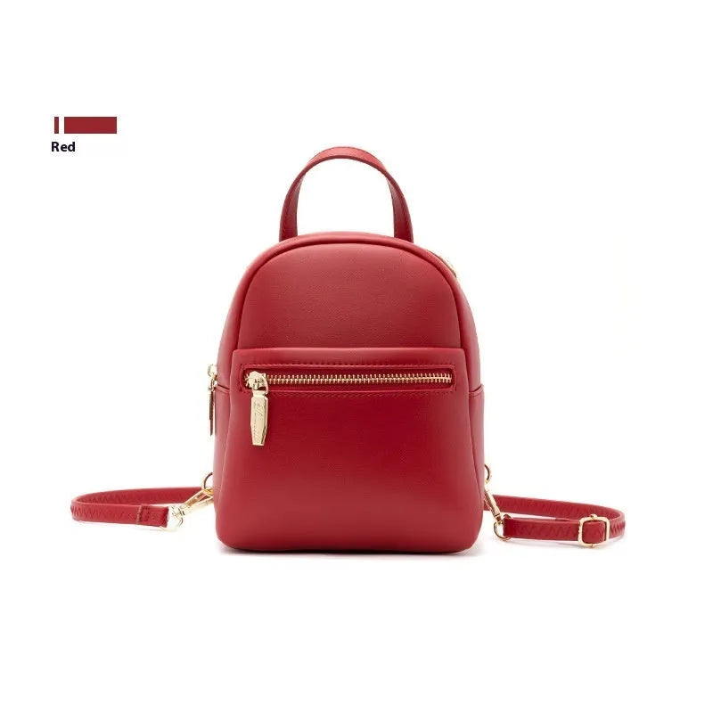 Soft PU mini backpack in street trend style with three-dimensional pocket and contrast colour details