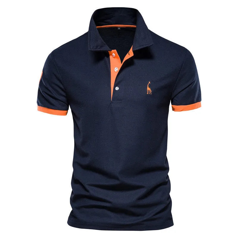 Men's slim fit embroidered deer T-shirt in cotton blend fabric.