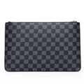Men's black checkered PU leather clutch wallet showing six card slots and bill compartment