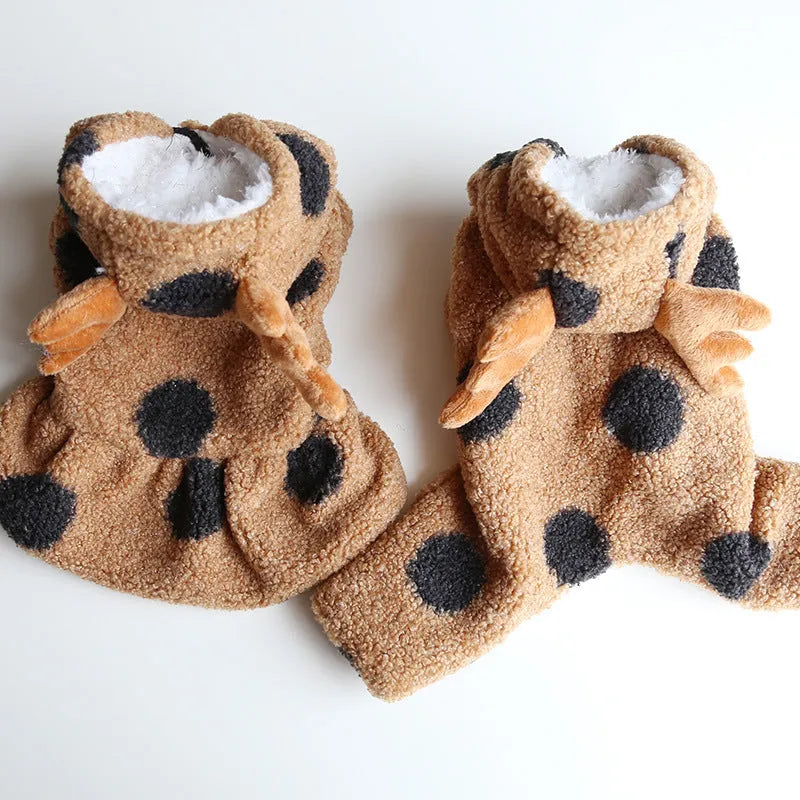 Petstyle big polka dot elk couple clothes for cats and dogs in skirt or four feet style