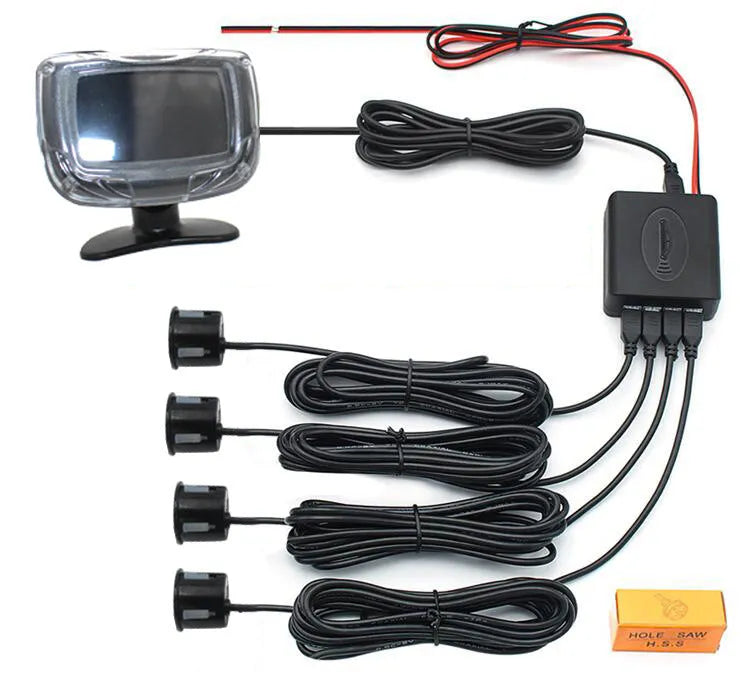 Wireless reversing sensor system with LED display and four ultrasonic probes for vehicle obstacle detection
