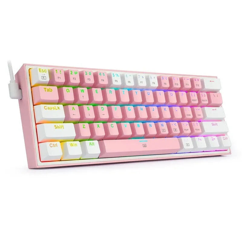 K617 RGB mechanical gaming keyboard in white pink colour with wired USB connection