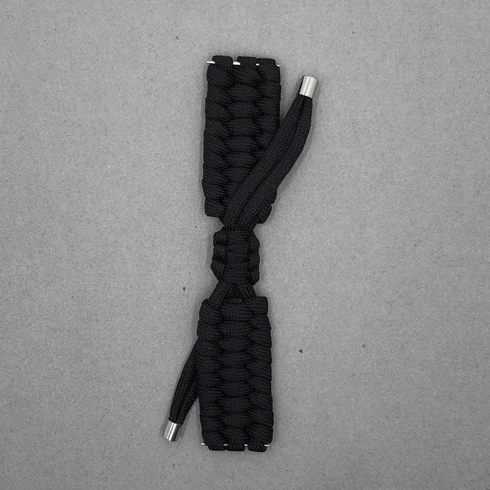 Paracord braided smart watch strap in black, compatible with Apple Watch and Samsung/Huawei models