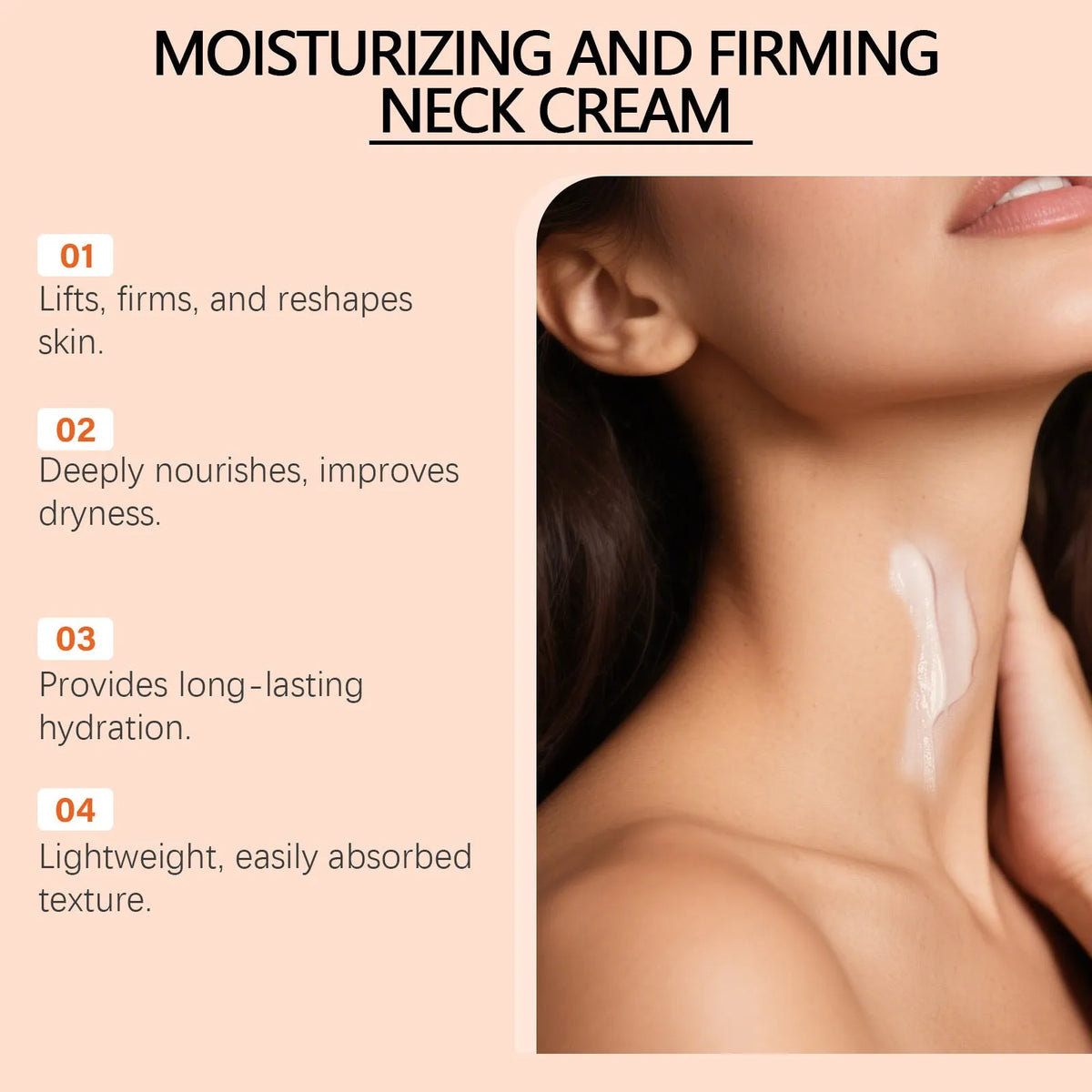 50g moisturising neck cream in compact container for daily neck contour skincare