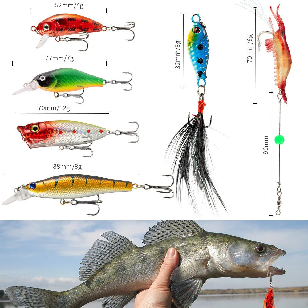 Christmas minnow bog fishing set with 24 metal lures in assorted styles and finishes