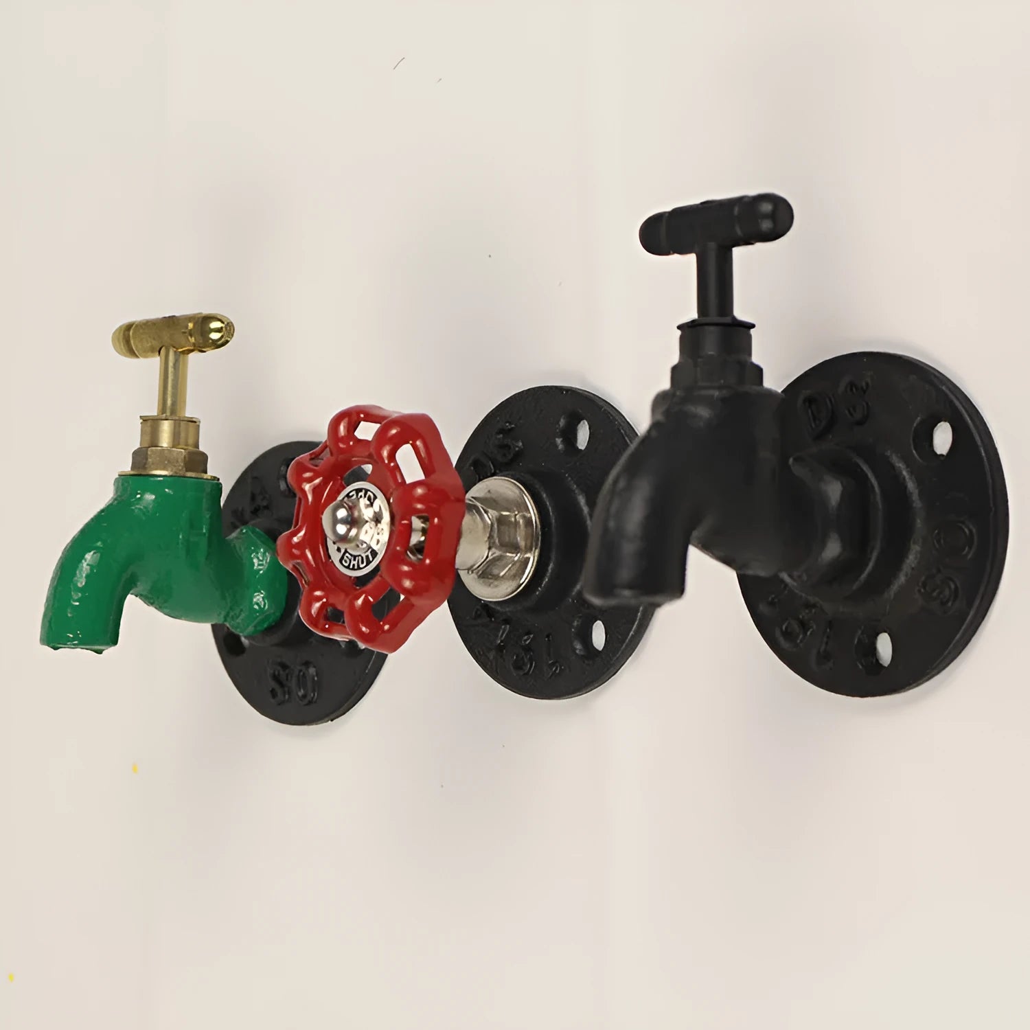 Metal water pipe style wall hanging hook towel rack in polished finish with valve design