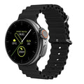 K9 smart watch with round screen on silicone strap showing health metrics and NFC payment function