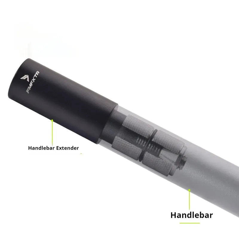 Silver aluminium alloy bicycle handlebar extension rod showing folding mechanism and adjustable length