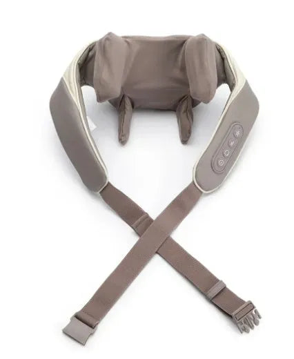 Creamy white rechargeable shoulder and neck massager with kneading nodes