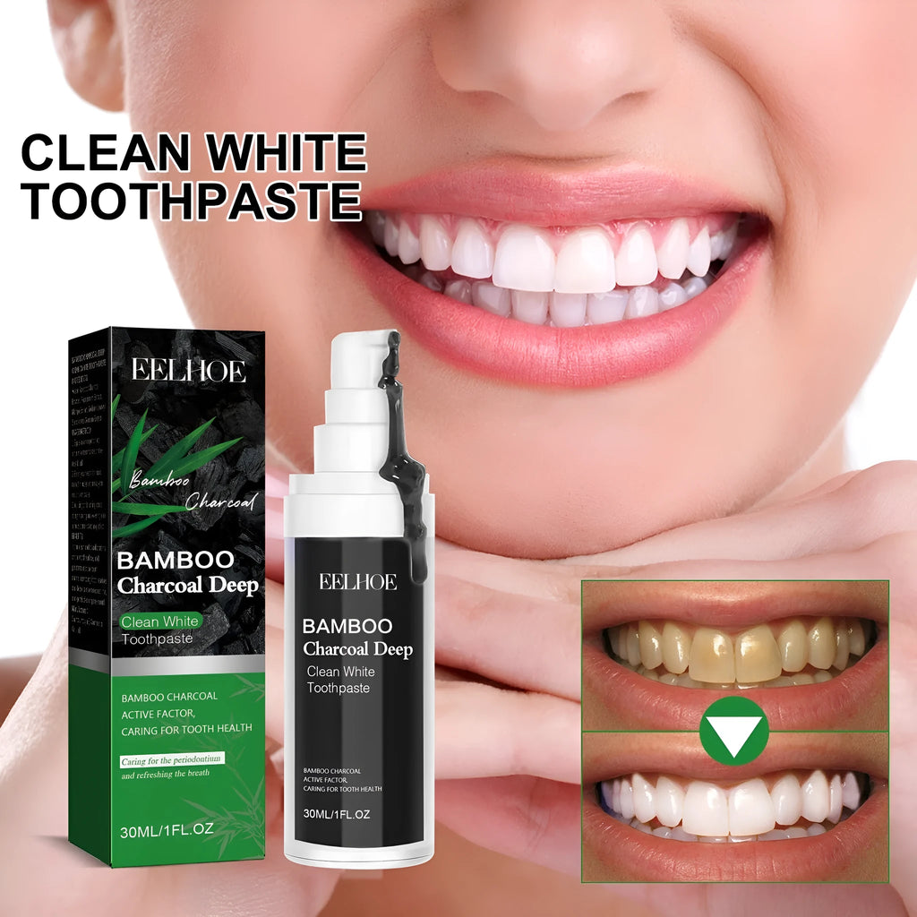 Bamboo charcoal bright white toothpaste in 30ml tube for stain removal