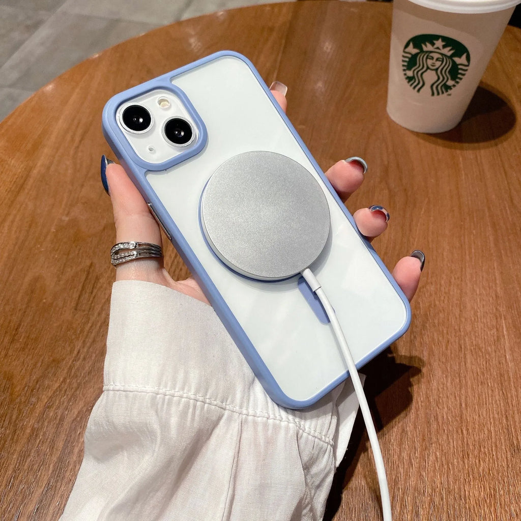 Transparent acrylic MagSafe iPhone case with magnetic suction for iPhone 12 and 13 Pro models