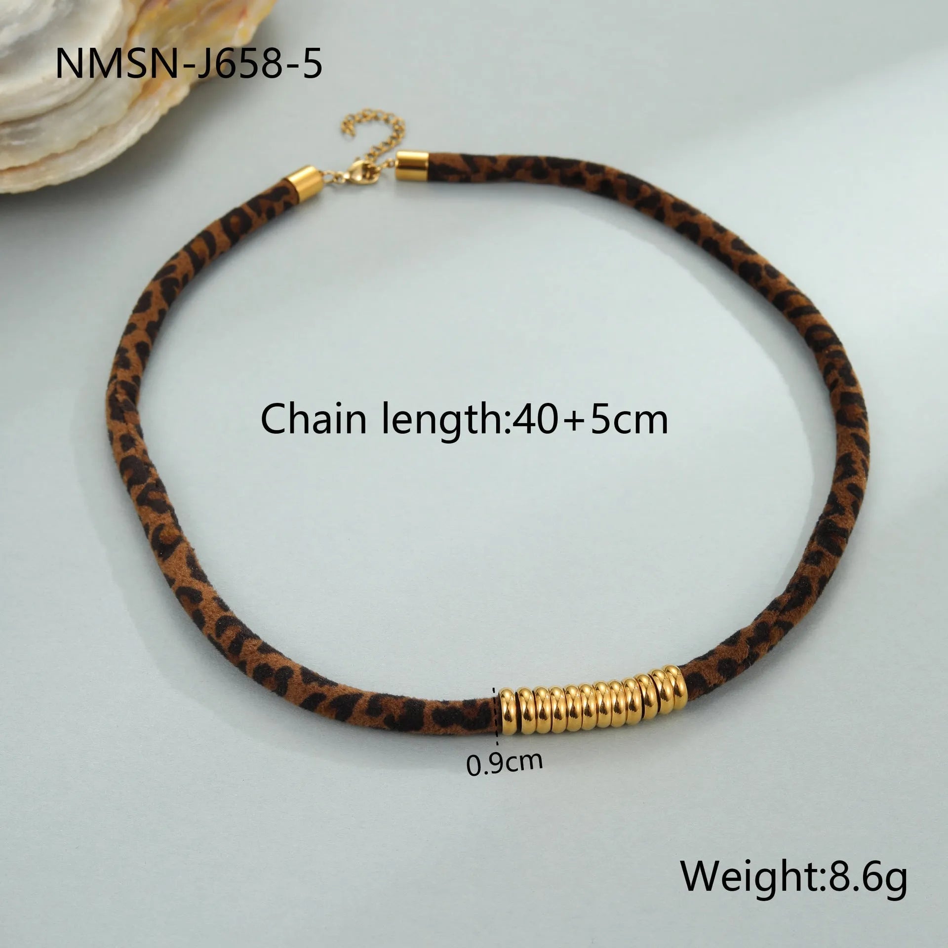 Leopard series stainless steel necklace for women with geometric pendant and adjustable 41-50cm length