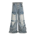 Black washed-out cotton overalls on a hanger, showing detachable pockets and a zip fly.