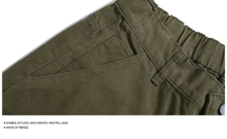 Women's cropped wide-leg pants with rivet detailing in apricot, red or army green colours