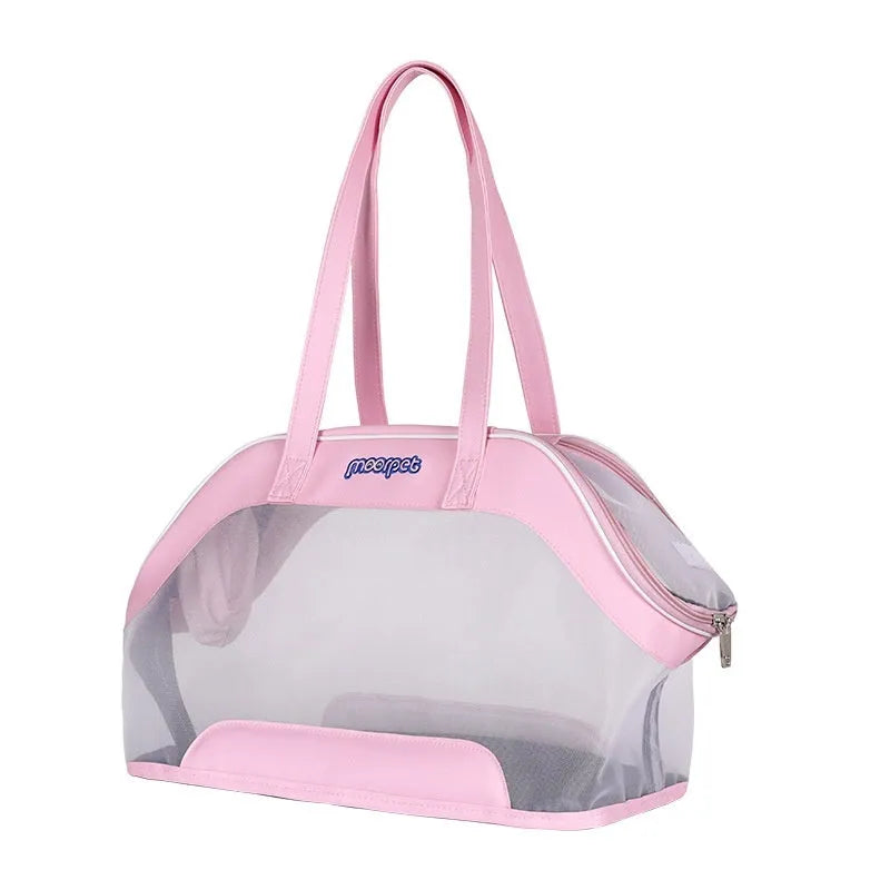 Leather cat carrying bag for outings with 25-litre capacity in a choice of solid colours.